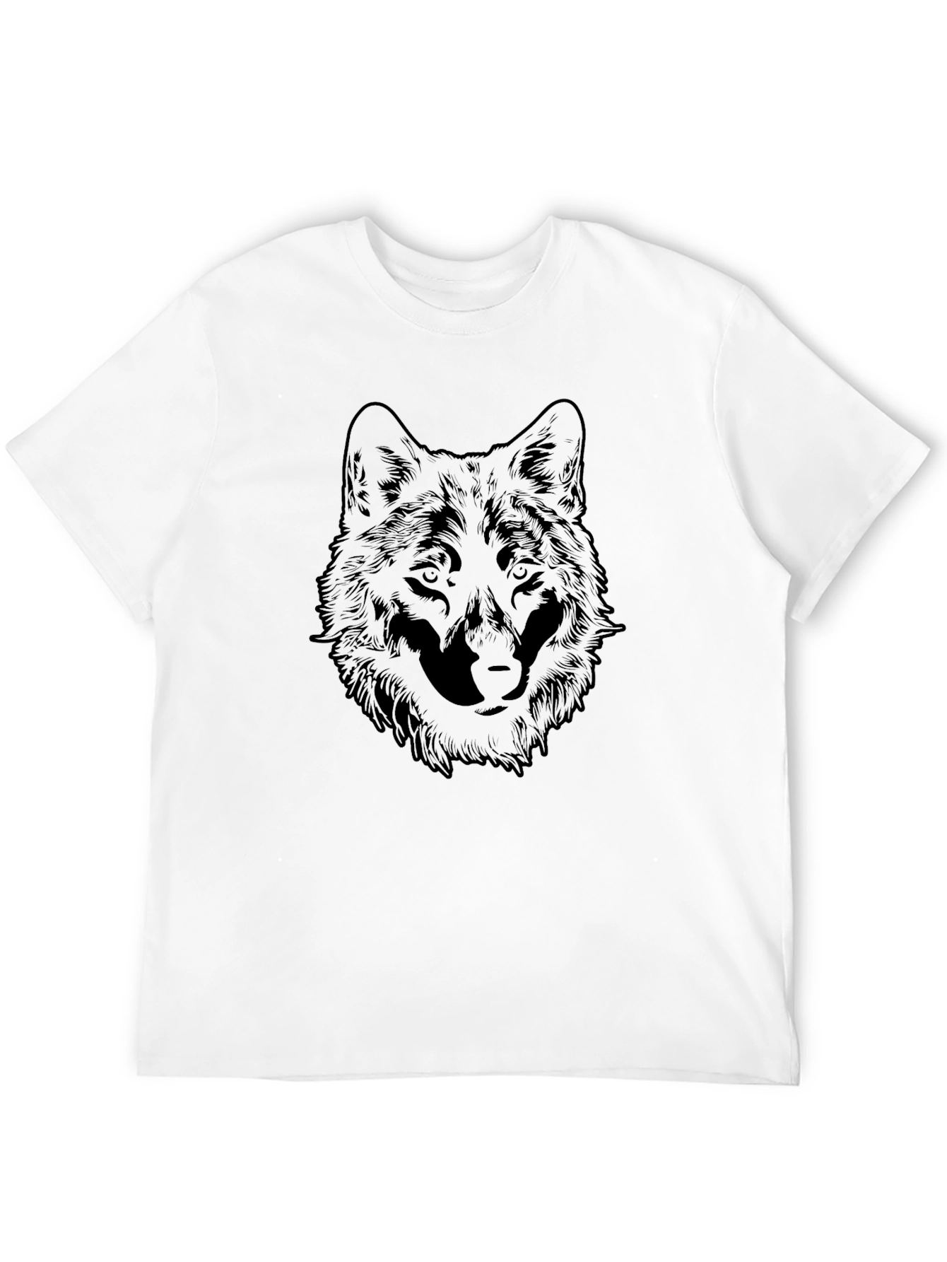 Black Wolf Graphic Tee - Mens Crew Neck T-Shirt
