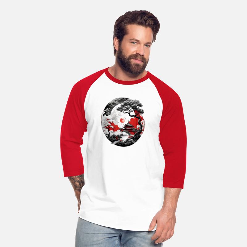 Create cool Asian Design red white blac with tress