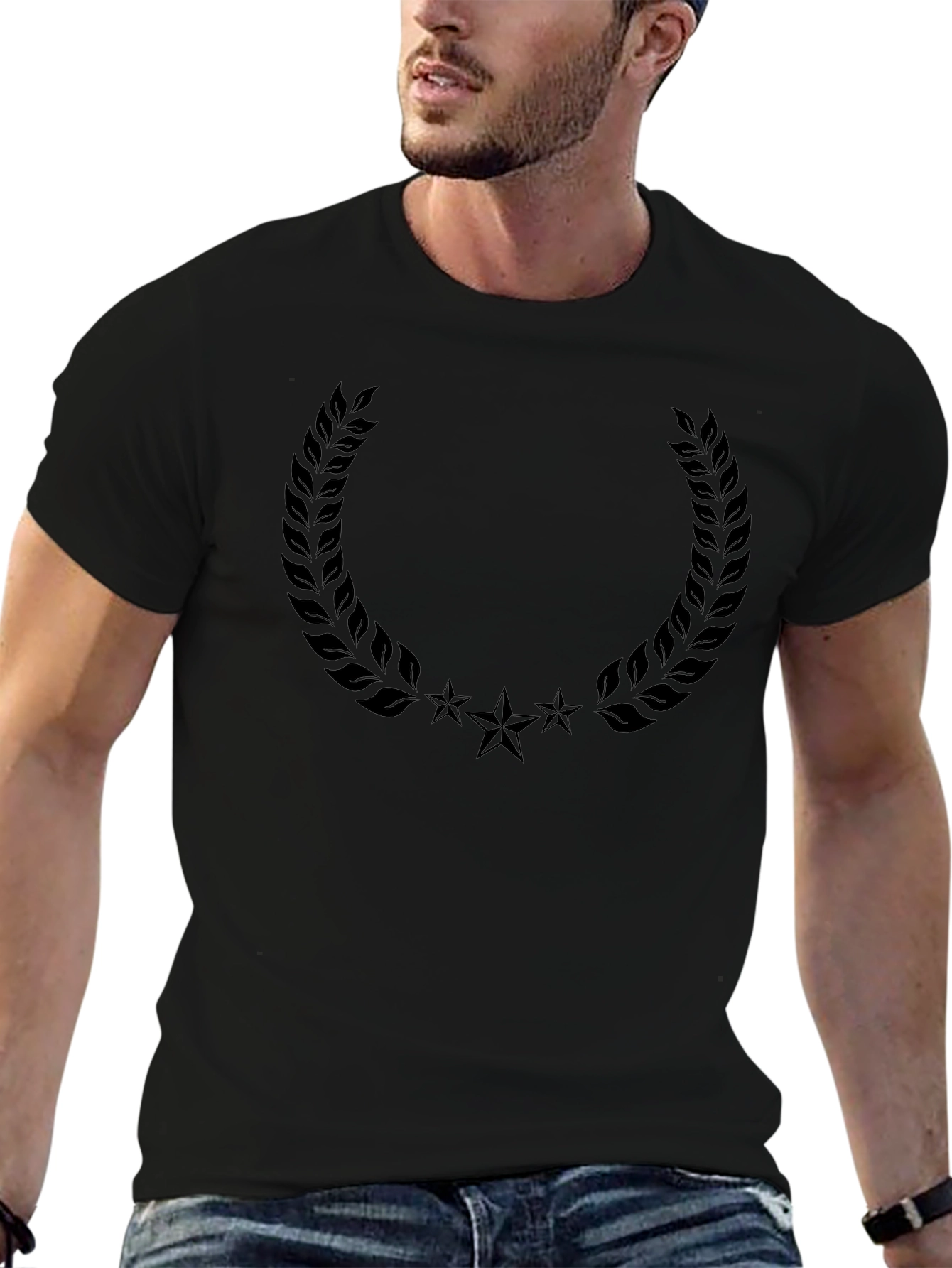 Black Laurel Wreath Star Graphic Tee
