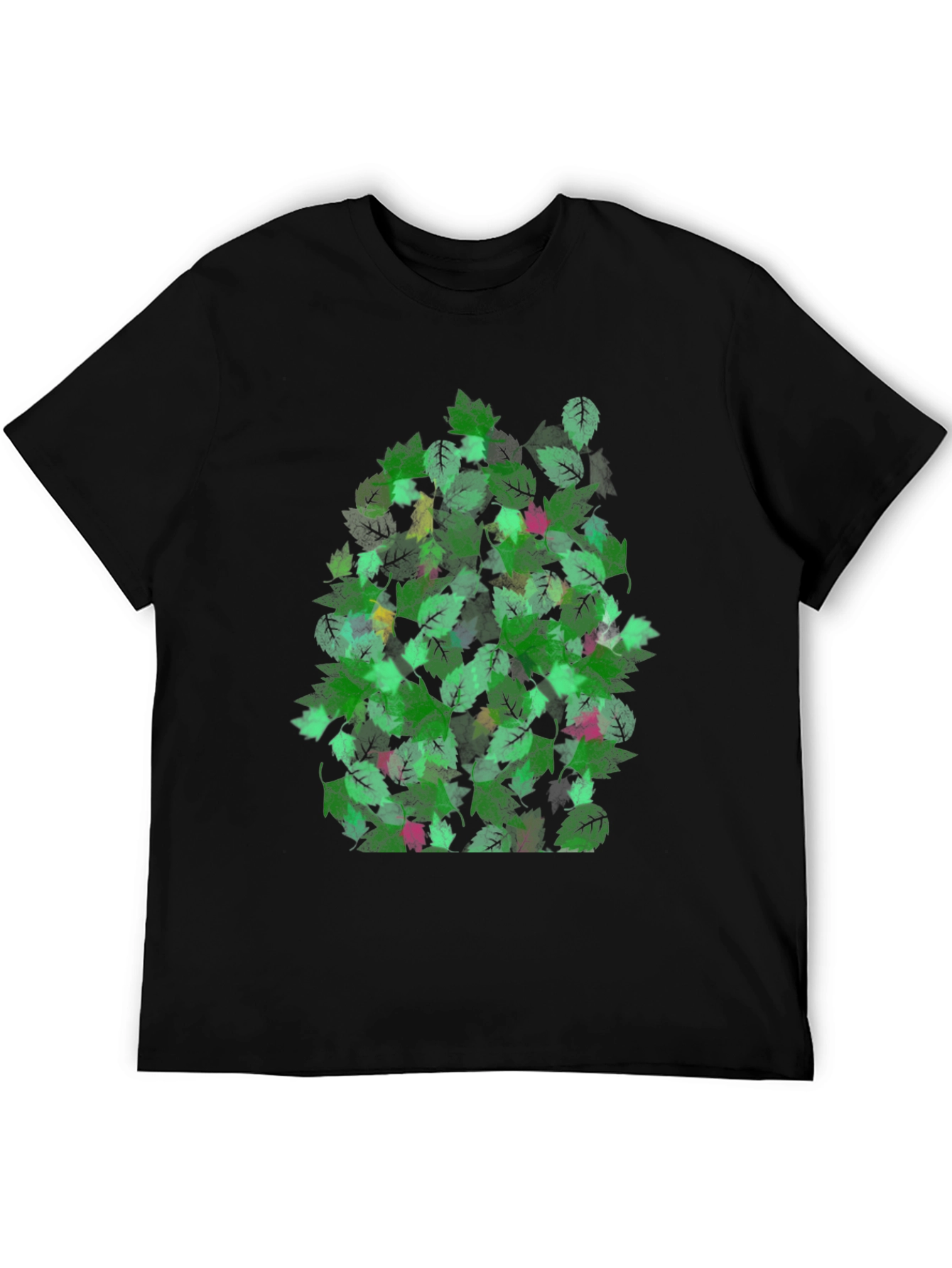 Leaf Pattern Black T-Shirt