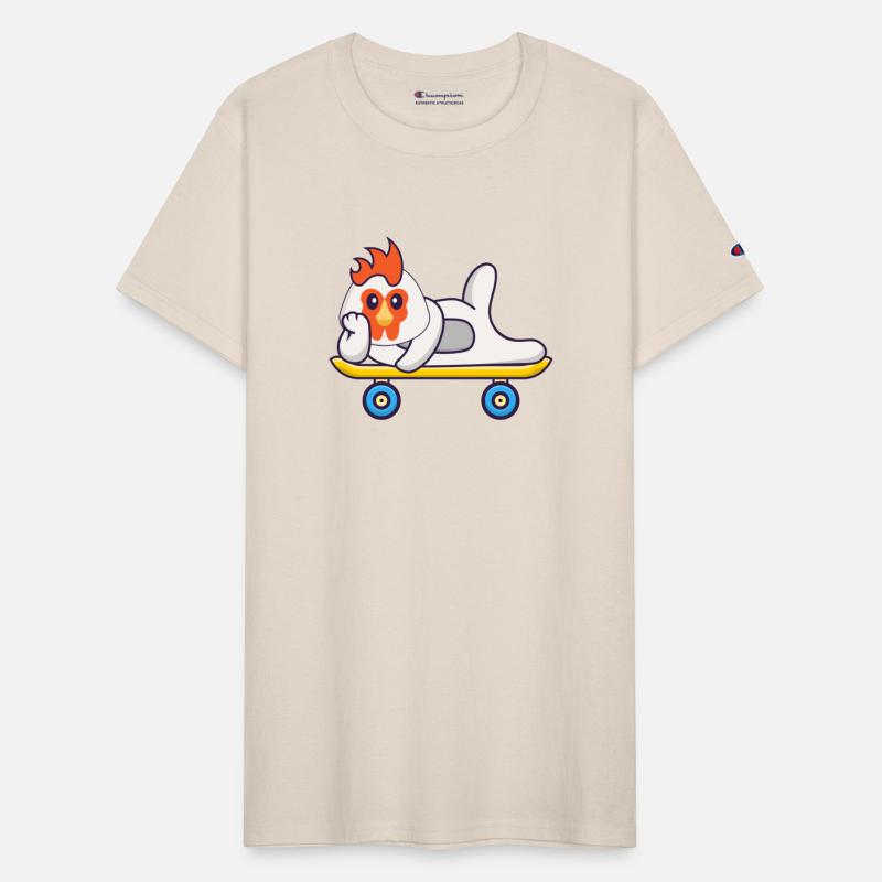 Cute Chicken Lying On A Skateboard