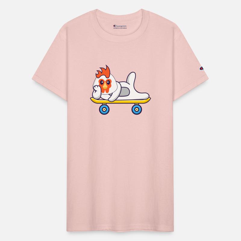 Cute Chicken Lying On A Skateboard