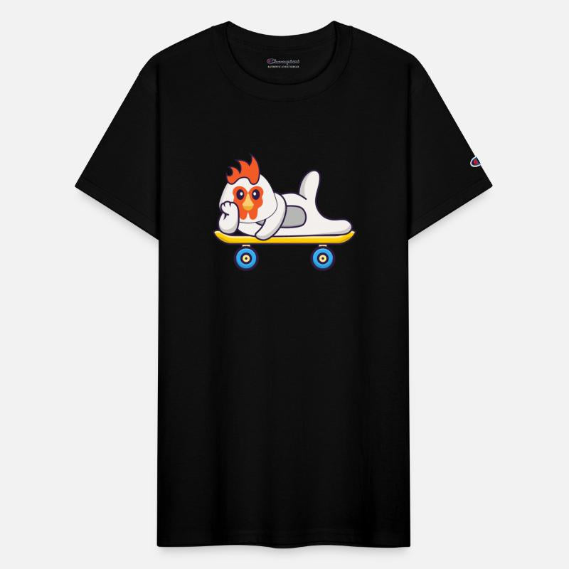 Cute Chicken Lying On A Skateboard