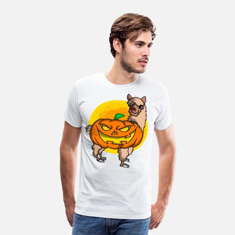 Cute Spooky Halloween Alpaca with Pumpkin Costume