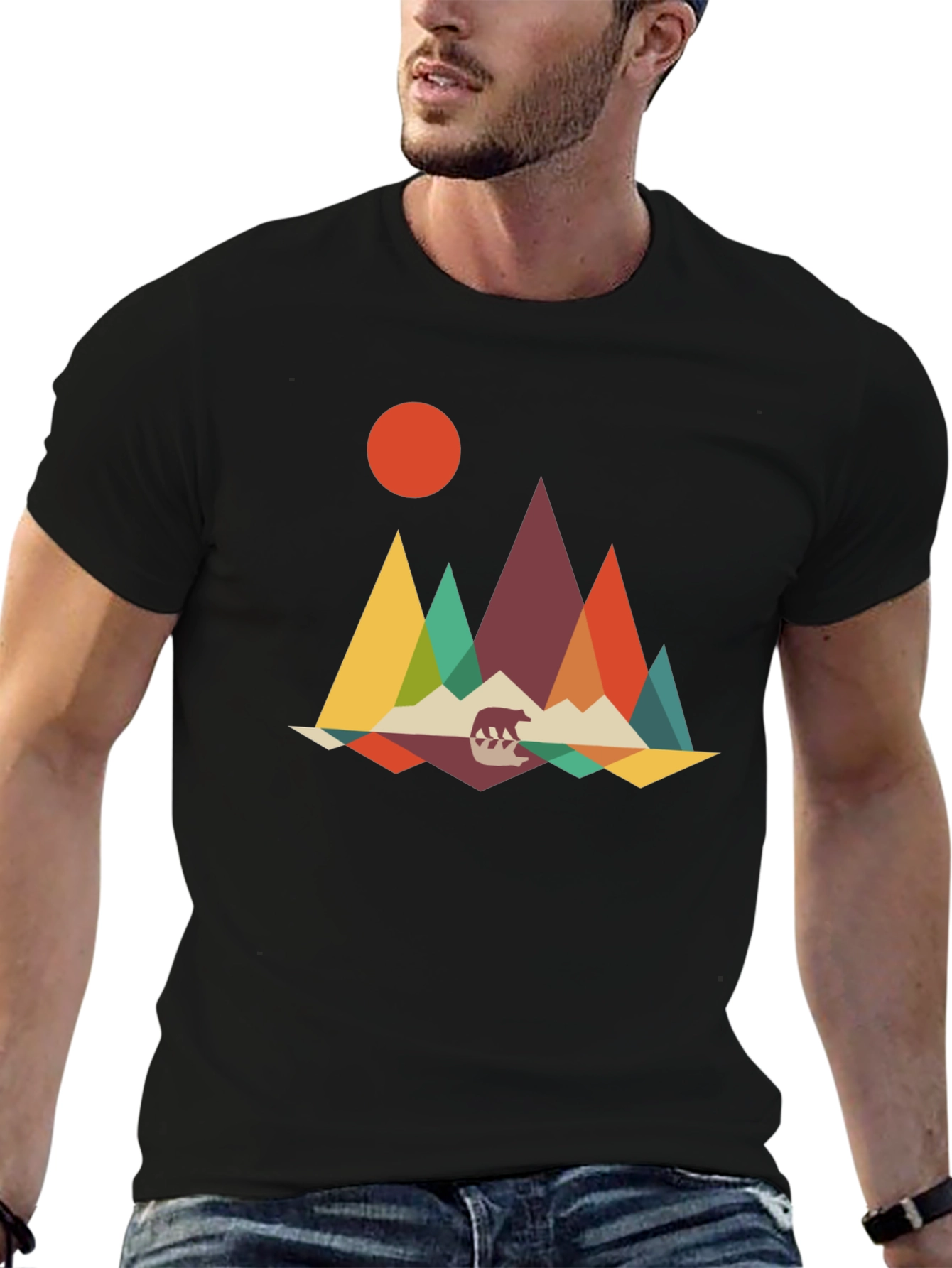 Geometric Mountain Bear Graphic Tee