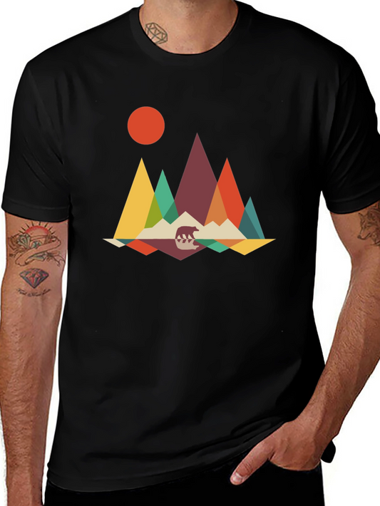 Geometric Mountain Bear Graphic Tee