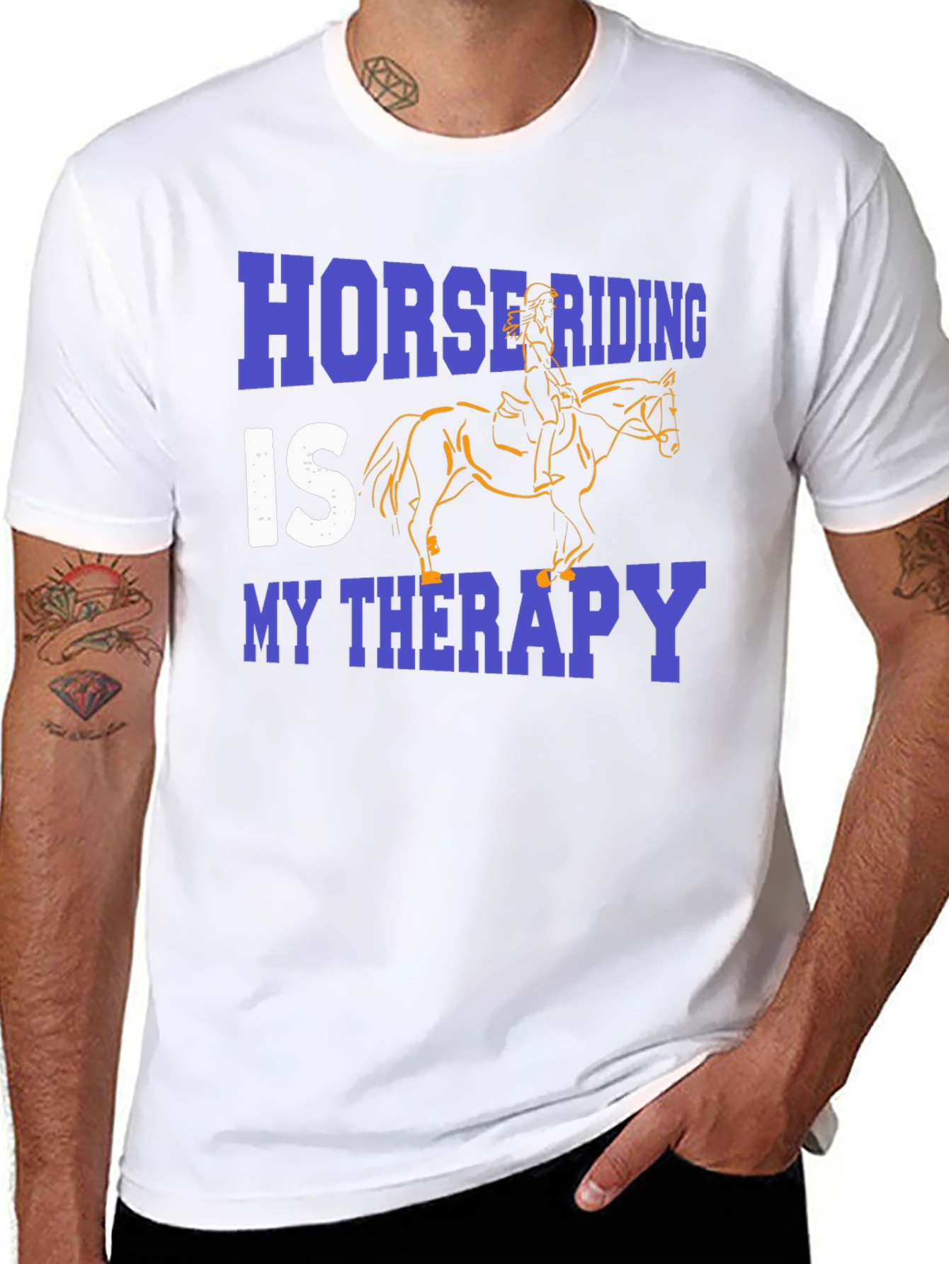 Horse Riding Therapy Black Graphic T-Shirt