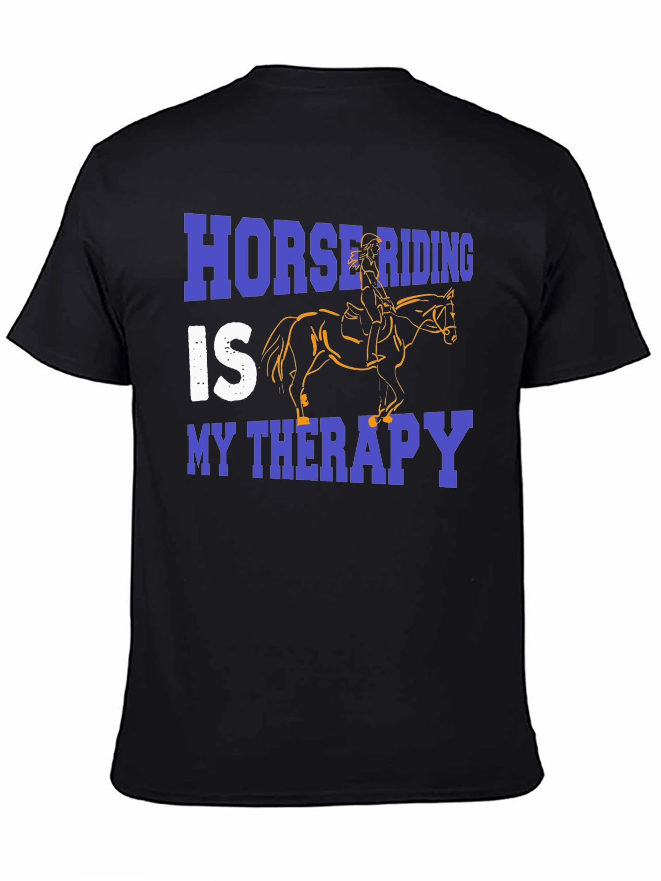Horse Riding Therapy Black Graphic T-Shirt