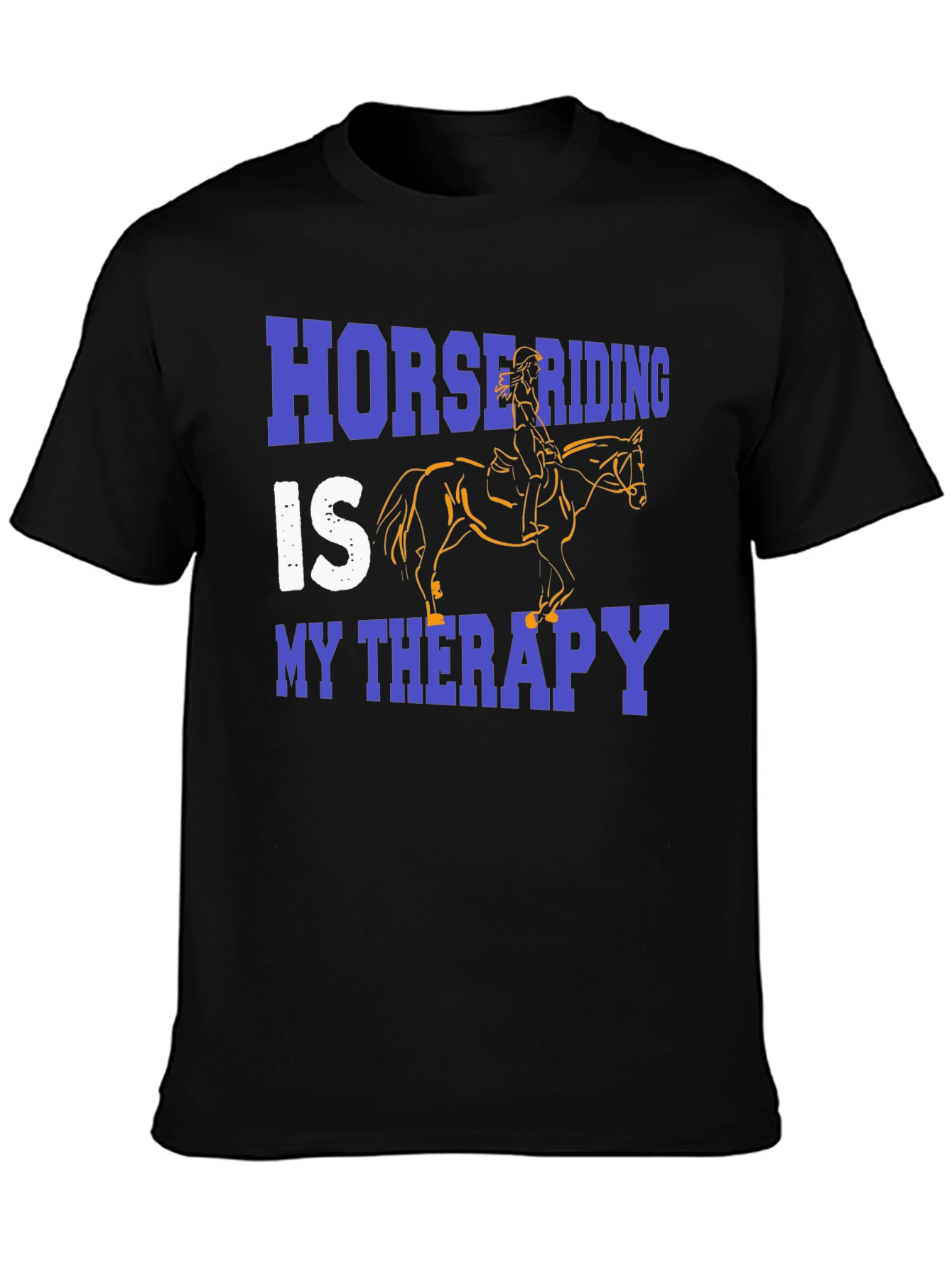 Horse Riding Therapy Black Graphic T-Shirt