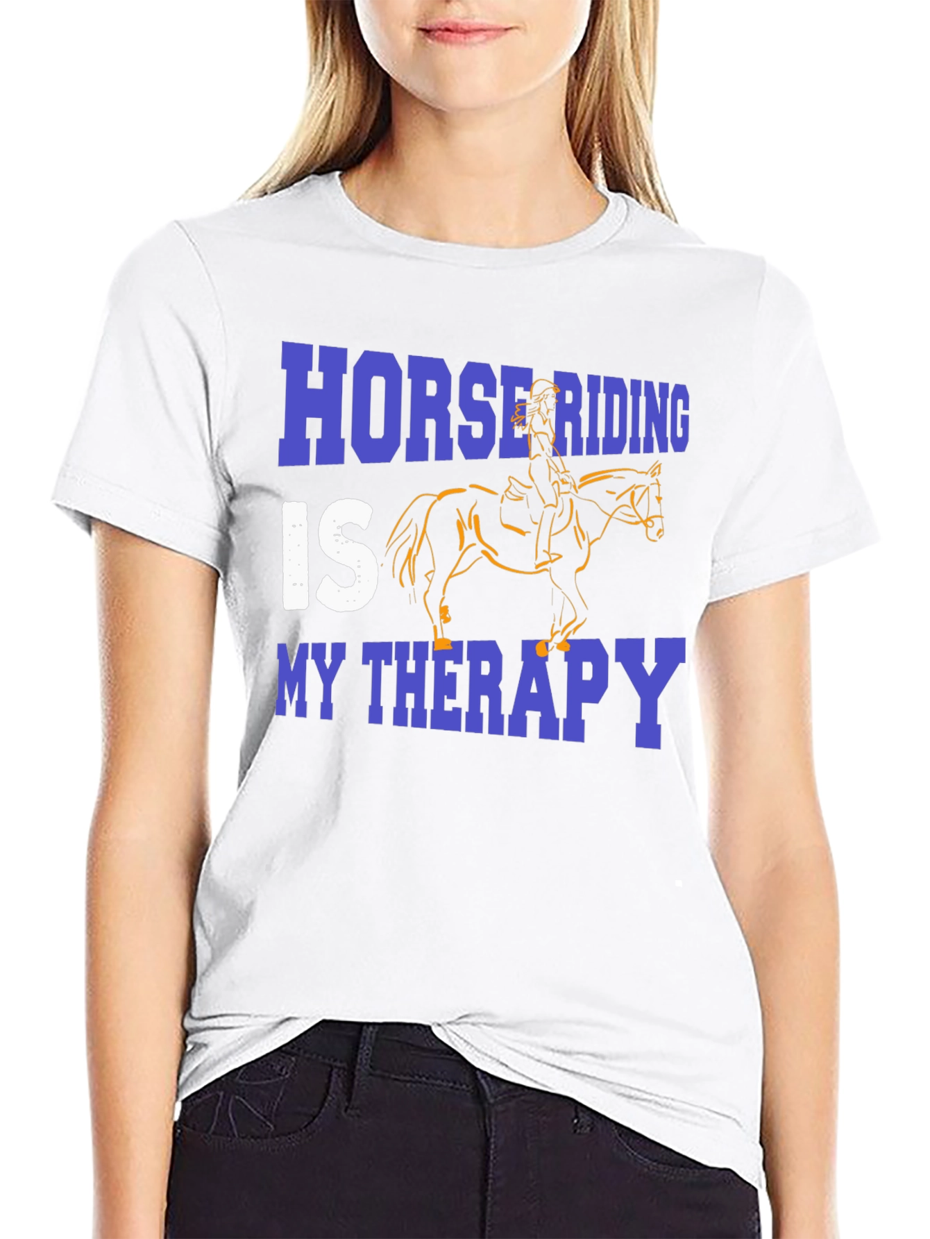 Horse Riding Therapy Black Graphic T-Shirt