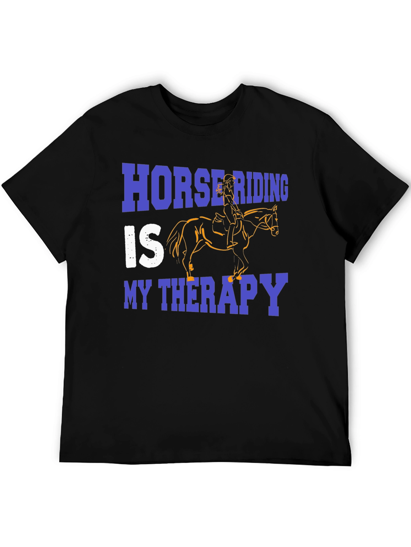 Horse Riding Therapy Black Graphic T-Shirt