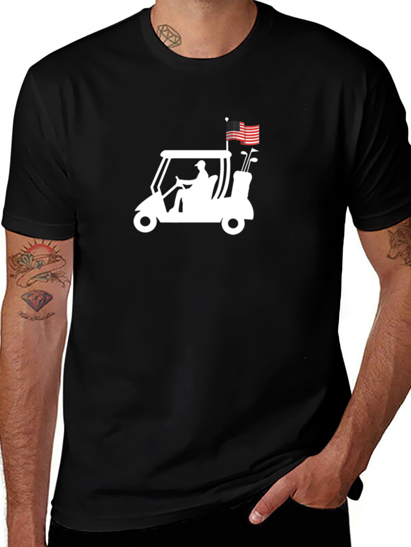 Golf Cart American Flag Graphic Tee
