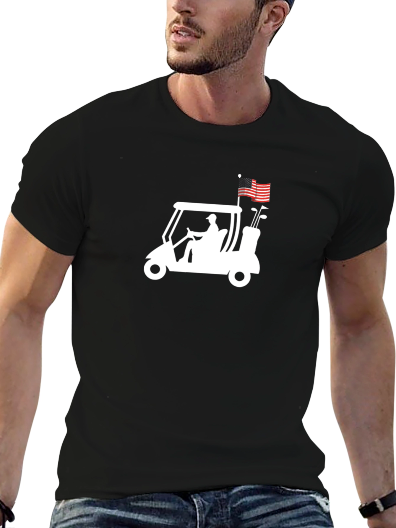Golf Cart American Flag Graphic Tee