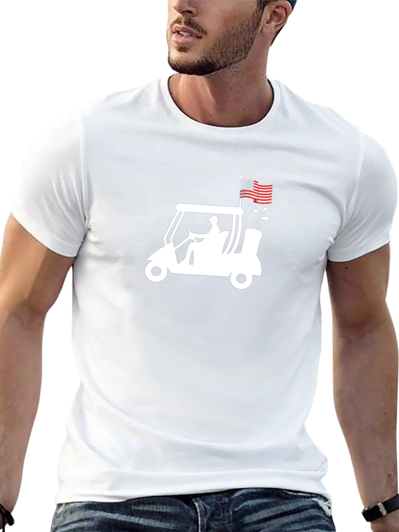 Golf Cart American Flag Graphic Tee