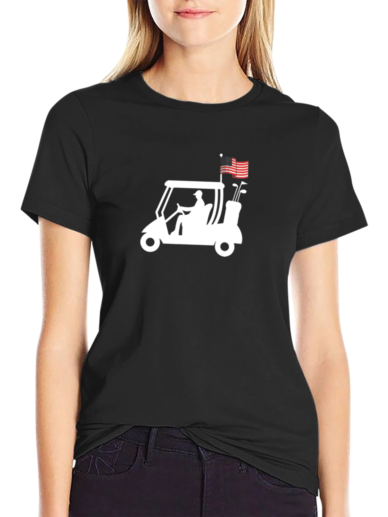Golf Cart American Flag Graphic Tee