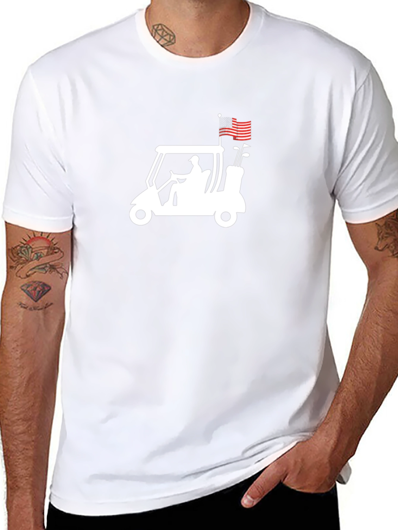 Golf Cart American Flag Graphic Tee