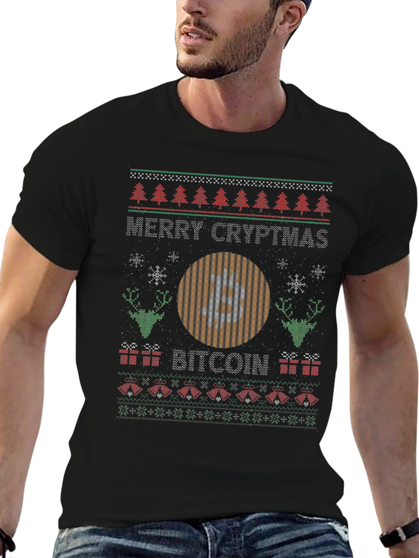 Merry Cryptmas Bitcoin Ugly Christmas Sweater T-Shirt