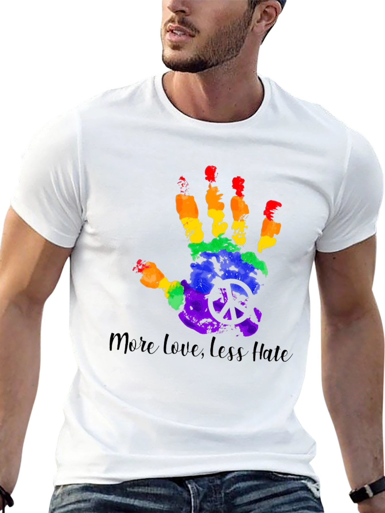 More Love Less Hate Rainbow Hand T-Shirt