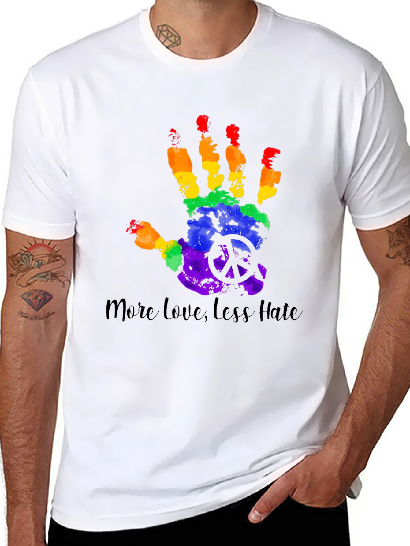 More Love Less Hate Rainbow Hand T-Shirt