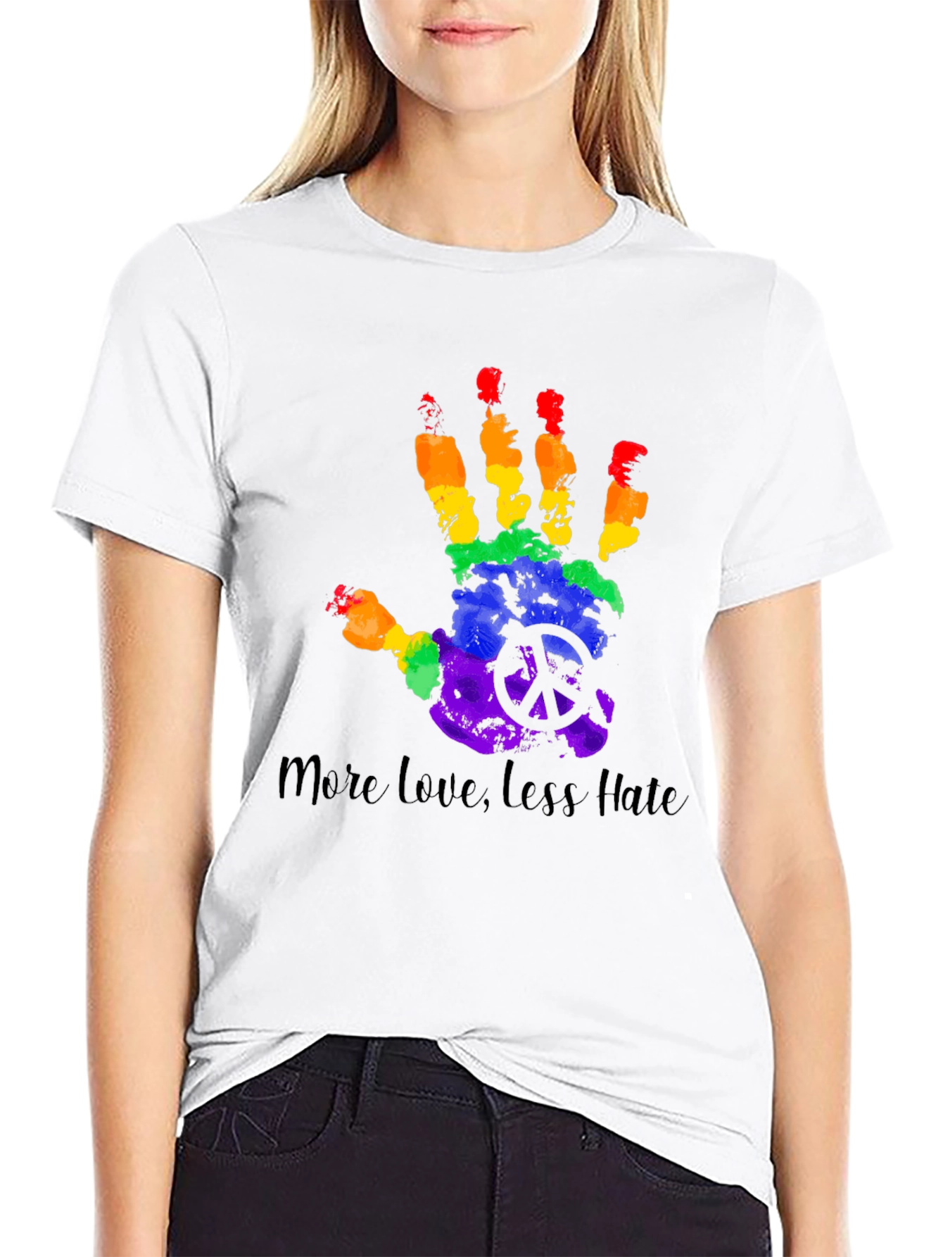 More Love Less Hate Rainbow Hand T-Shirt