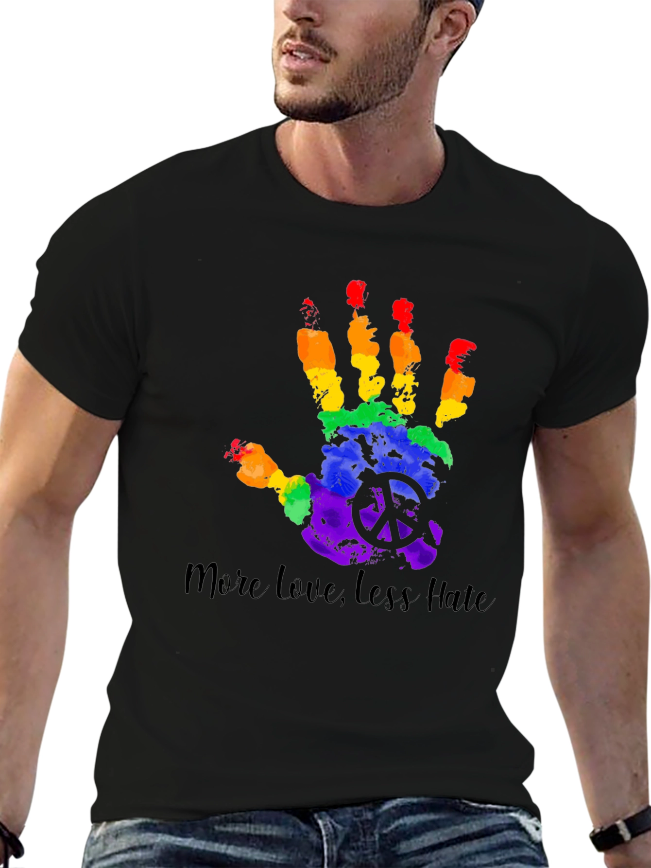 More Love Less Hate Rainbow Hand T-Shirt