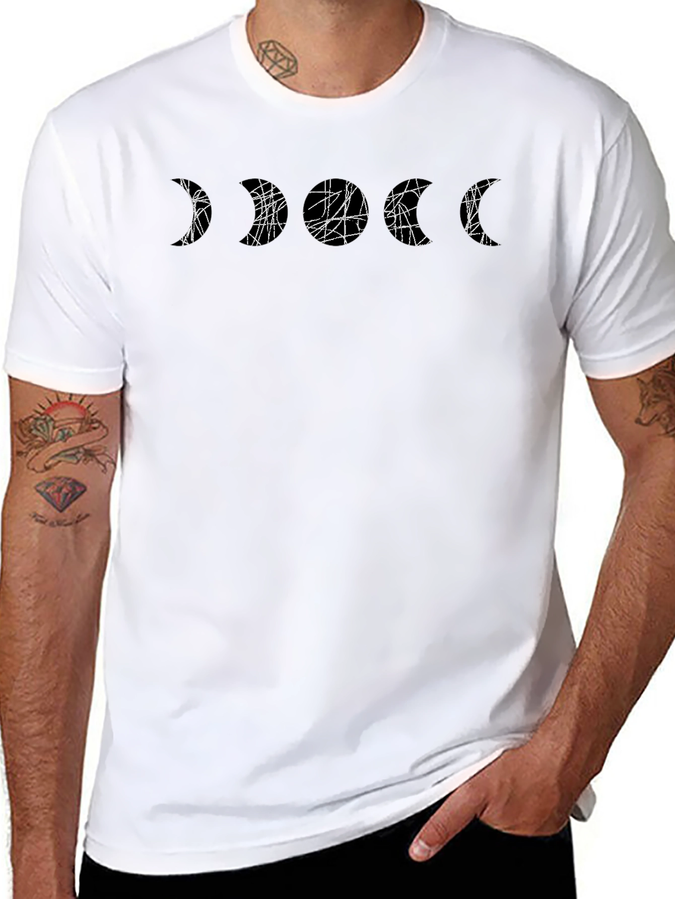 Abstract Moon Phases Black T-Shirt