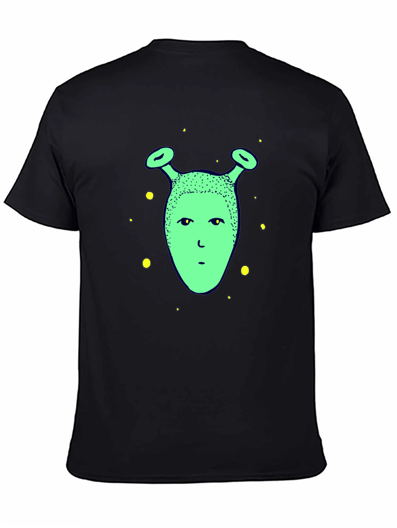 Green Alien Graphic Print T-Shirt - Black