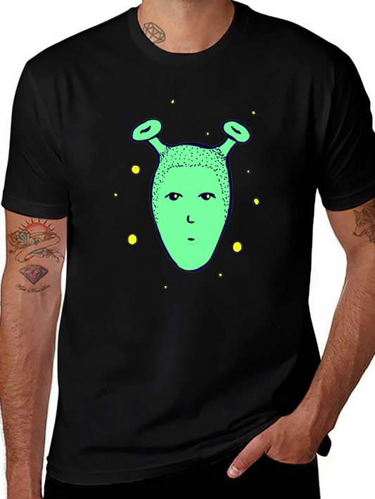 Green Alien Graphic Print T-Shirt - Black