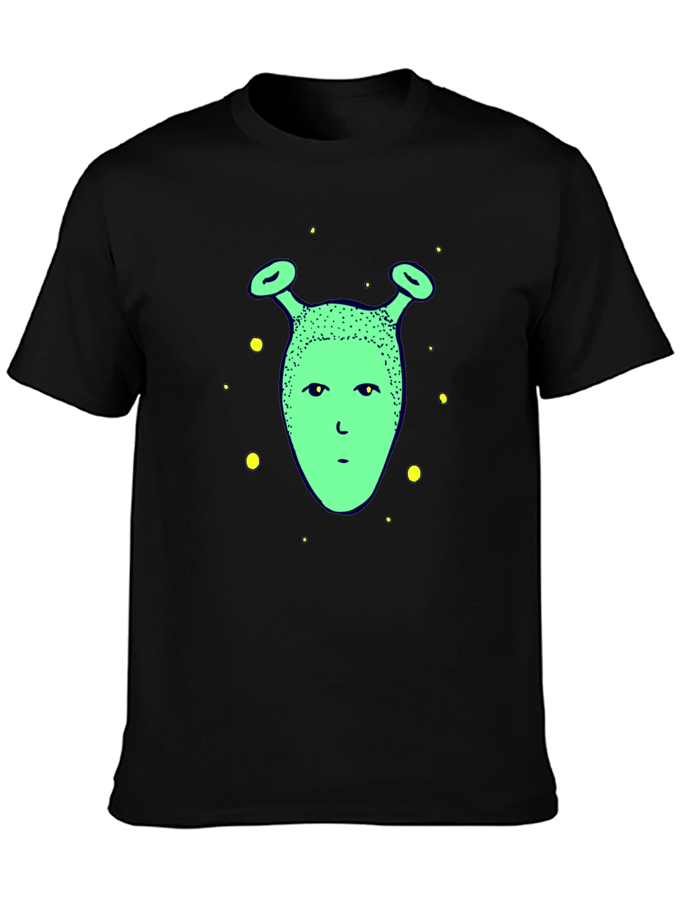 Green Alien Graphic Print T-Shirt - Black