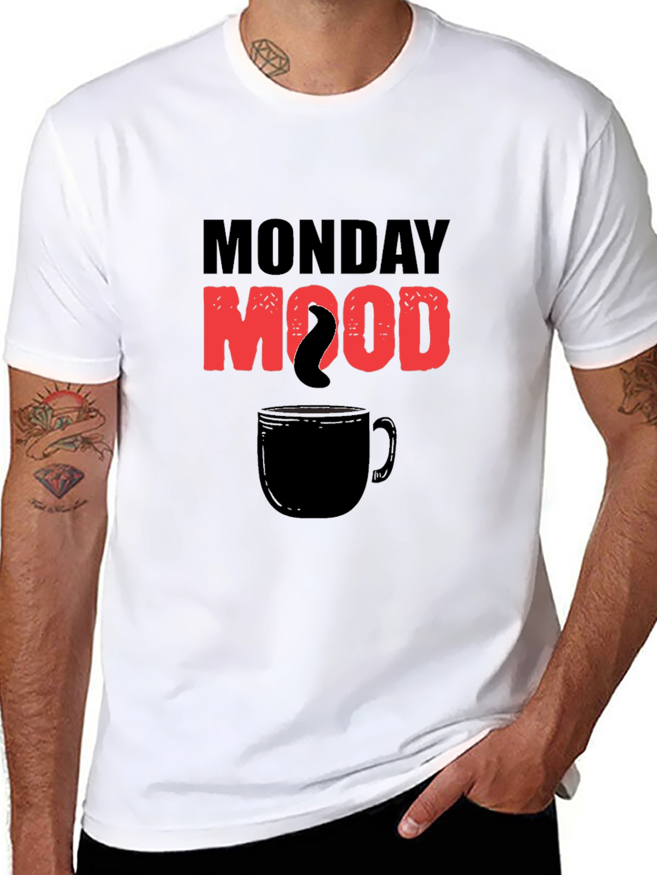 Monday Mood Coffee Graphic Tee - Black Cotton T-Shirt