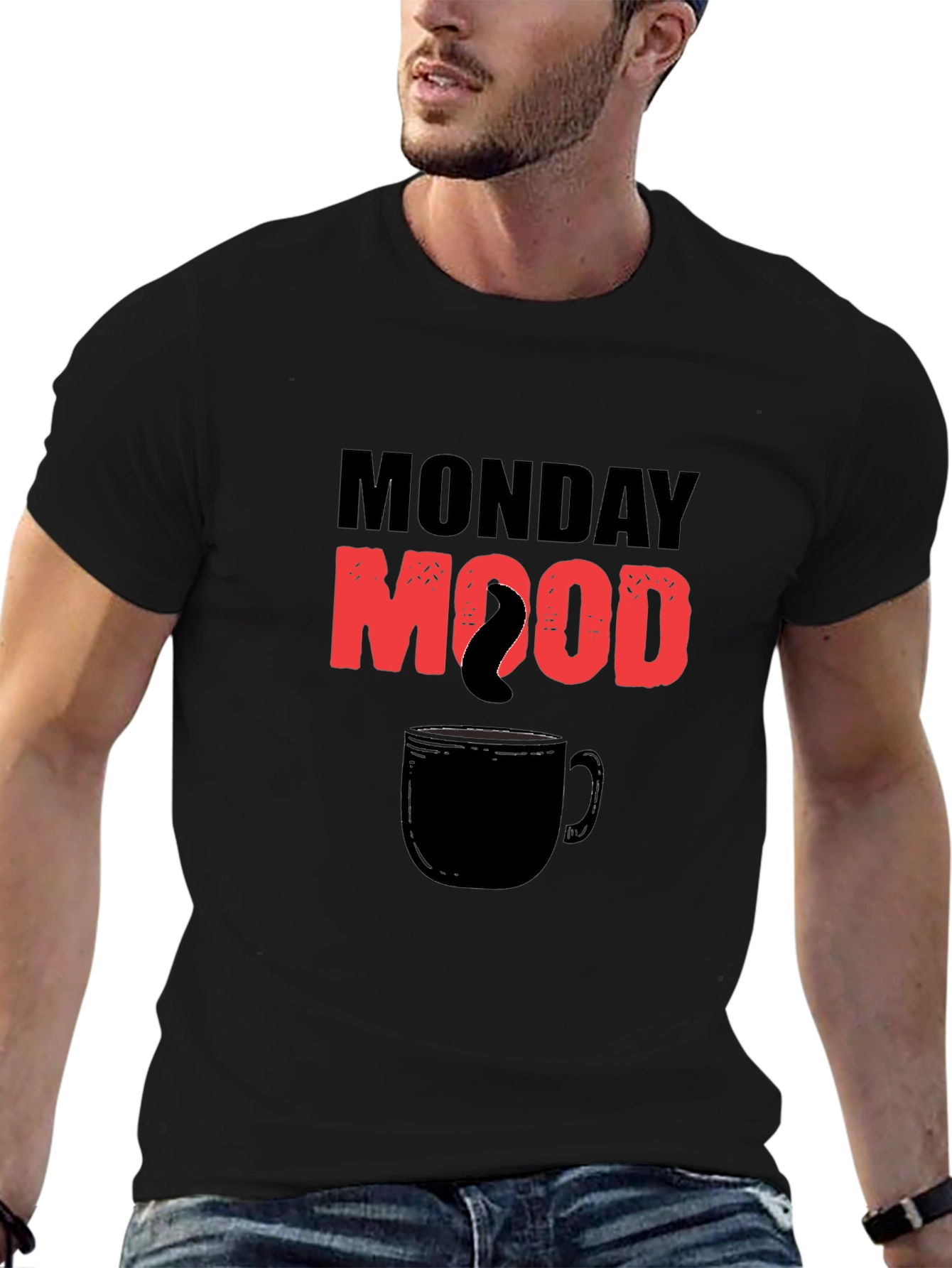Monday Mood Coffee Graphic Tee - Black Cotton T-Shirt