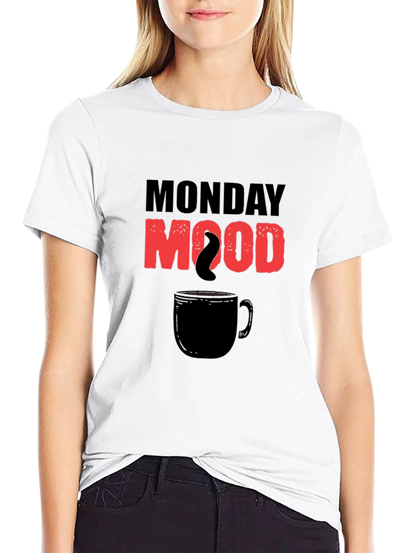 Monday Mood Coffee Graphic Tee - Black Cotton T-Shirt
