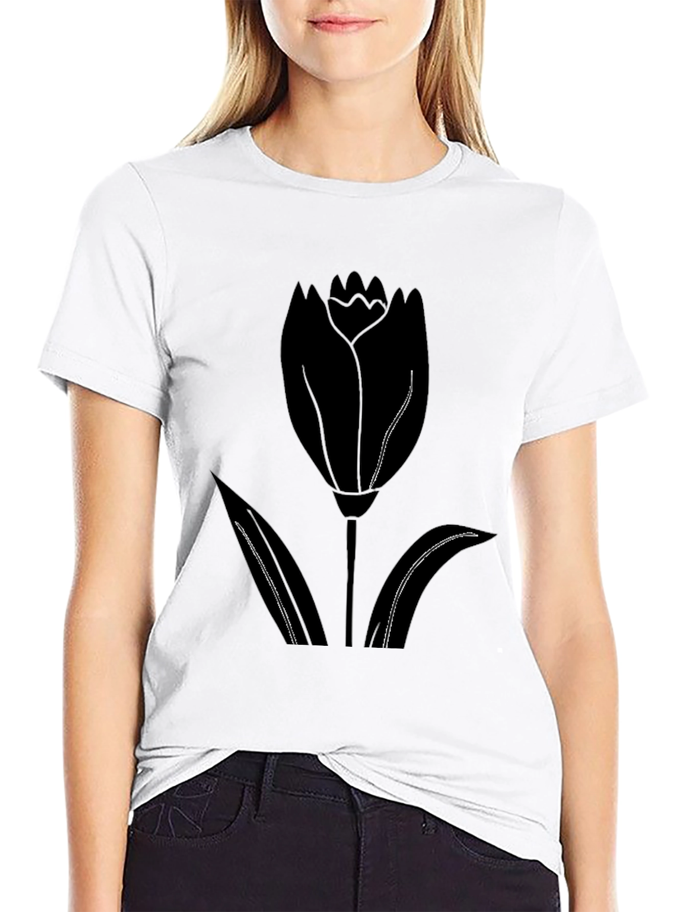 Tulip Graphic Black T-Shirt