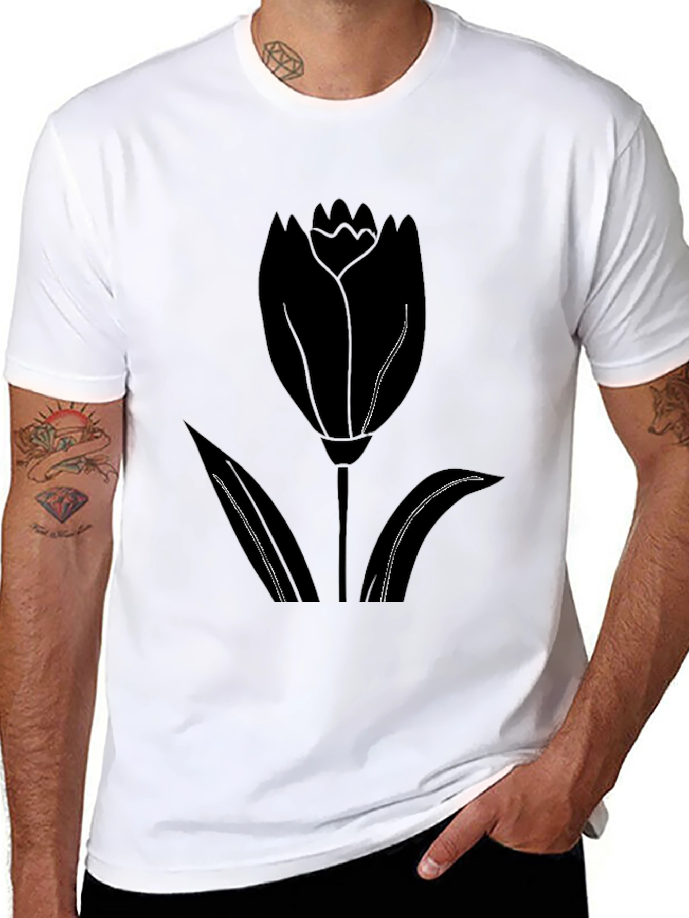 Tulip Graphic Black T-Shirt