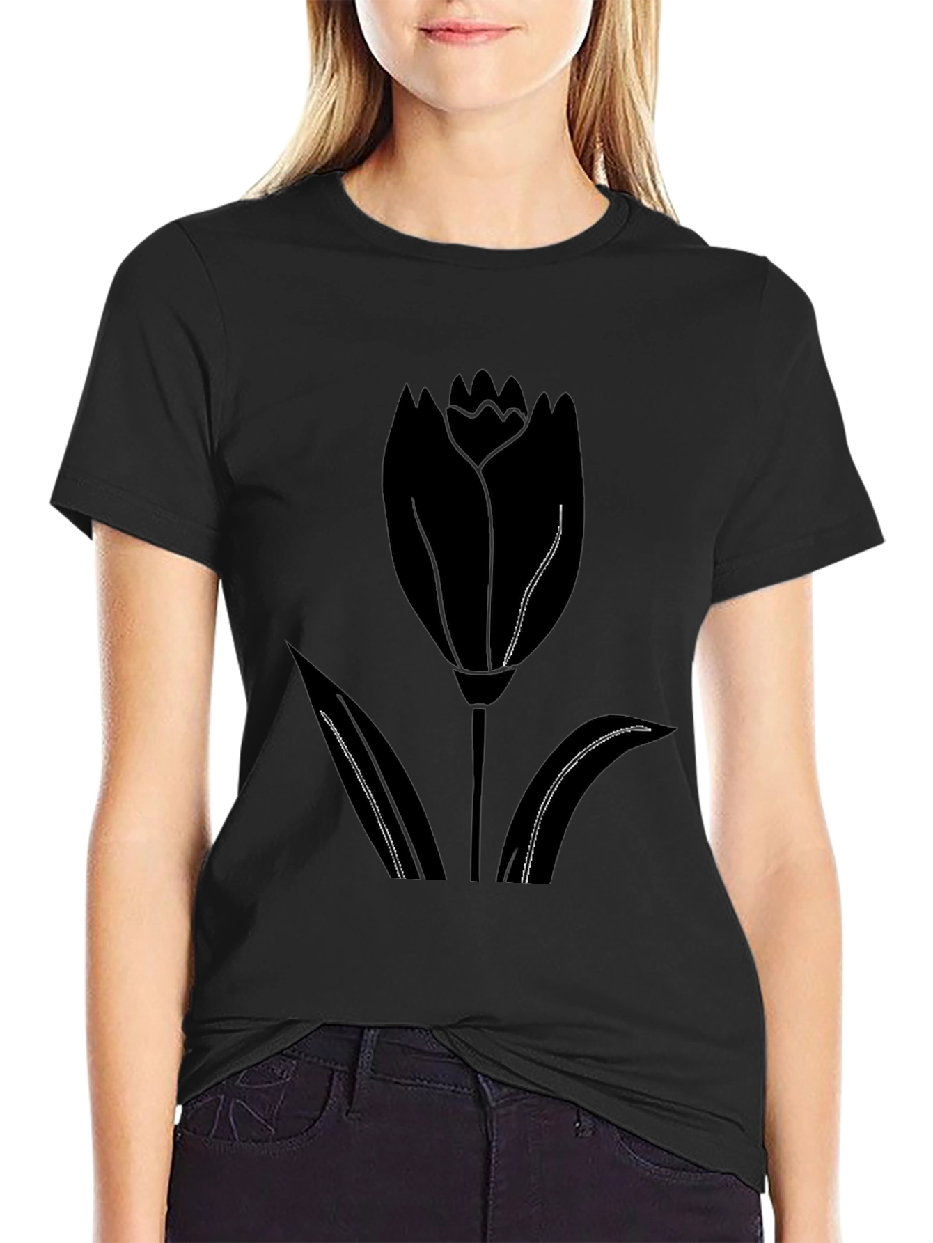 Tulip Graphic Black T-Shirt