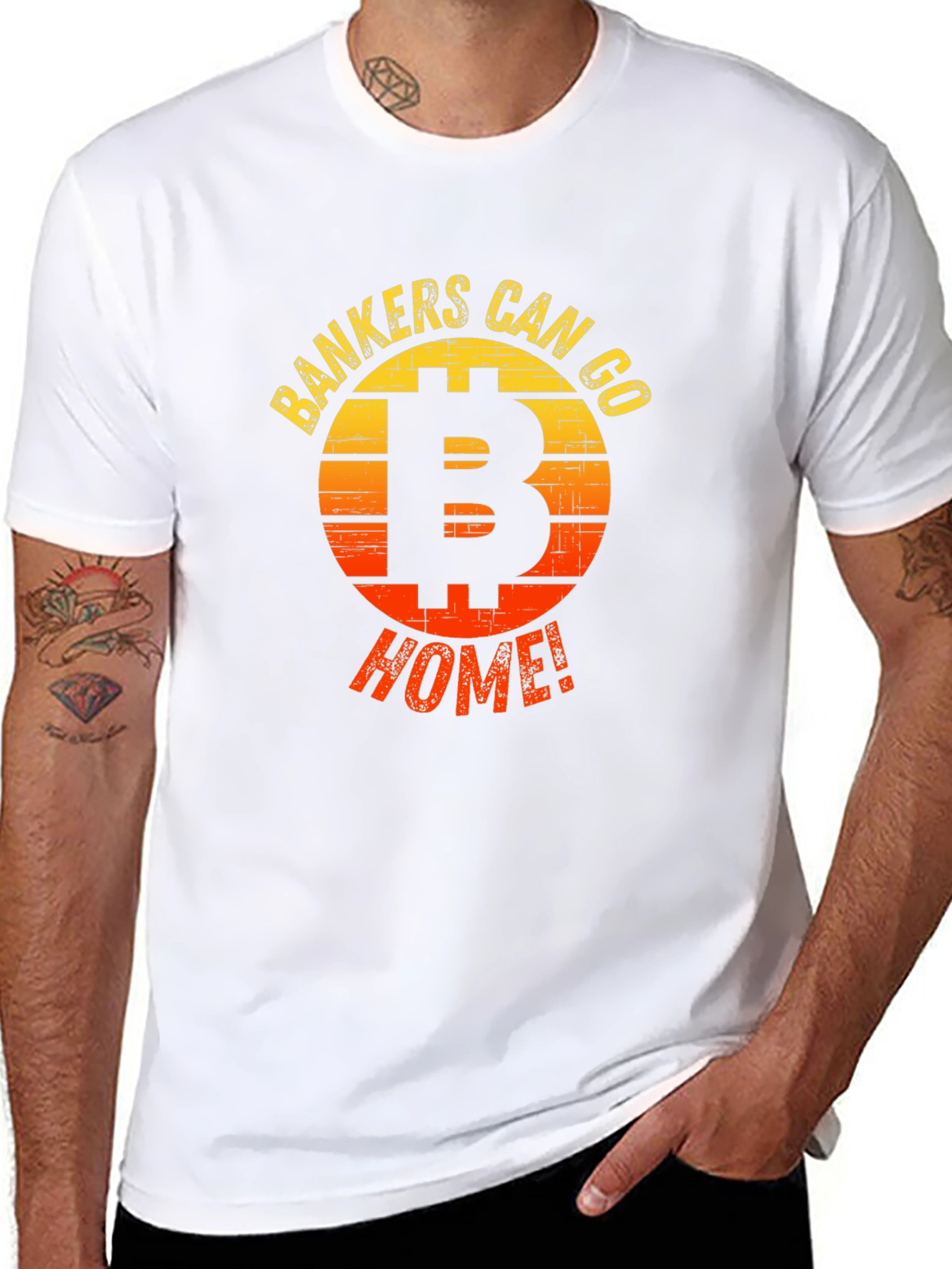 Bankers Can Go Home Bitcoin Graphic T-Shirt