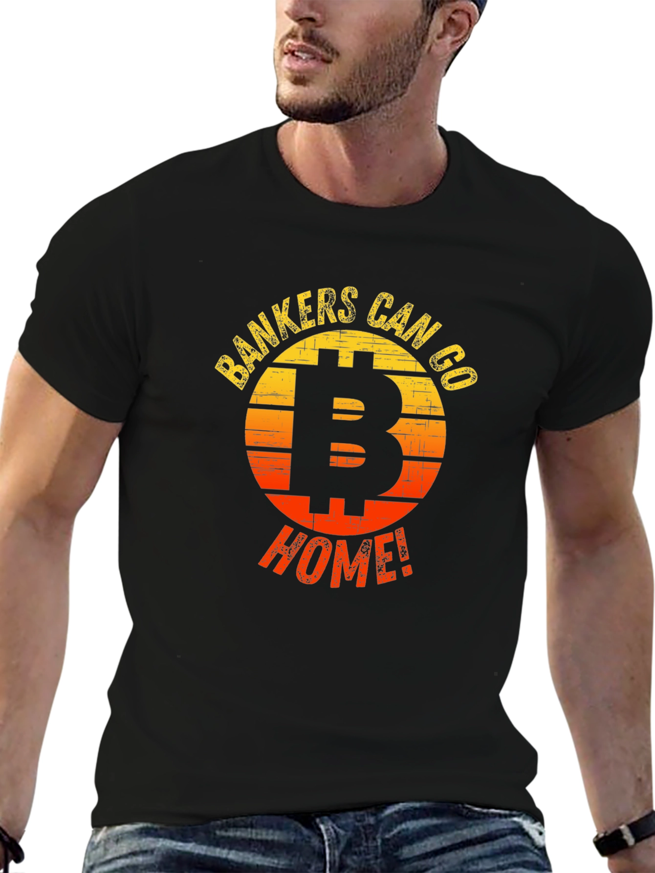 Bankers Can Go Home Bitcoin Graphic T-Shirt