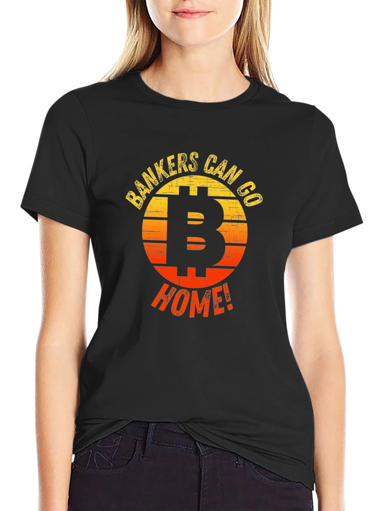 Bankers Can Go Home Bitcoin Graphic T-Shirt