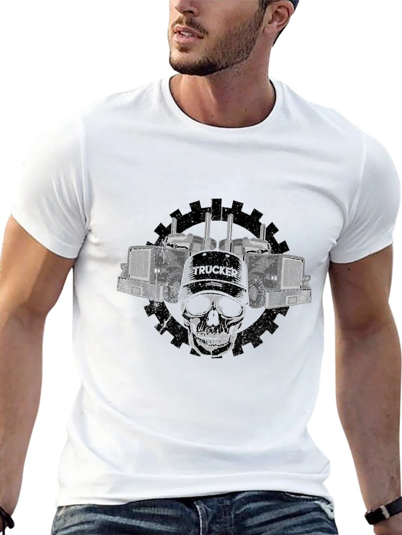 Trucker Skull Graphic T-Shirt - Diesel Power
