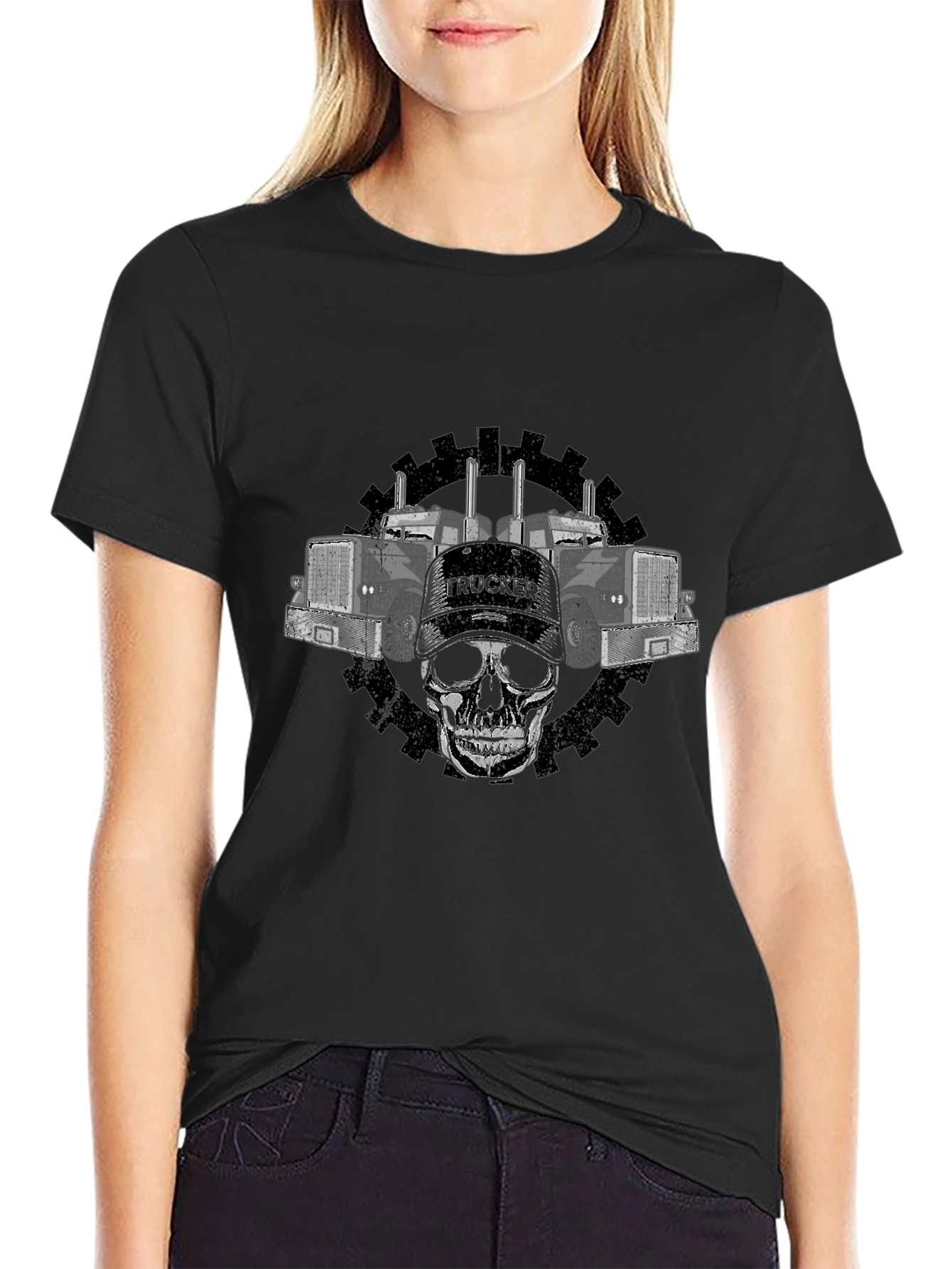 Trucker Skull Graphic T-Shirt - Diesel Power