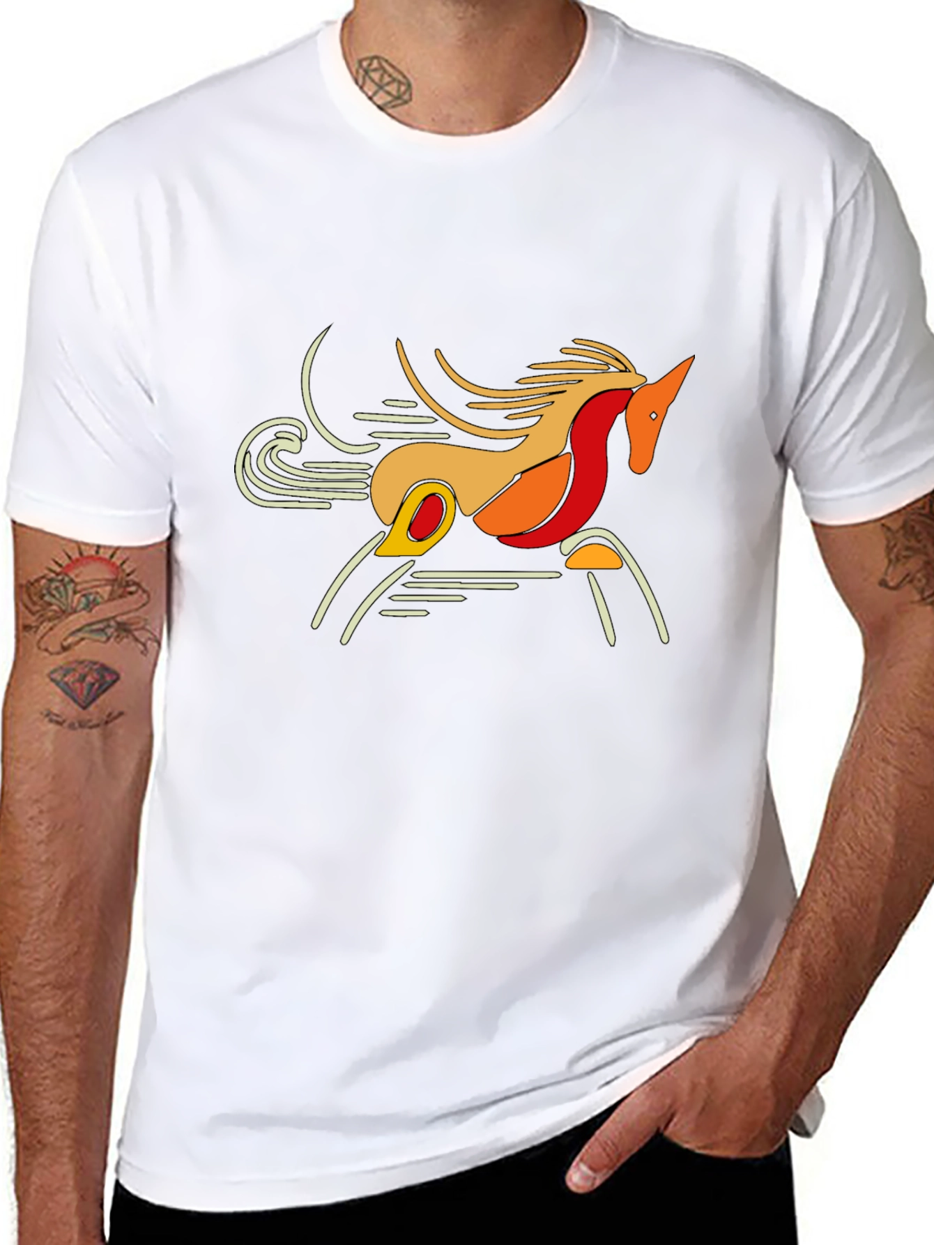 Abstract Horse Graphic T-Shirt