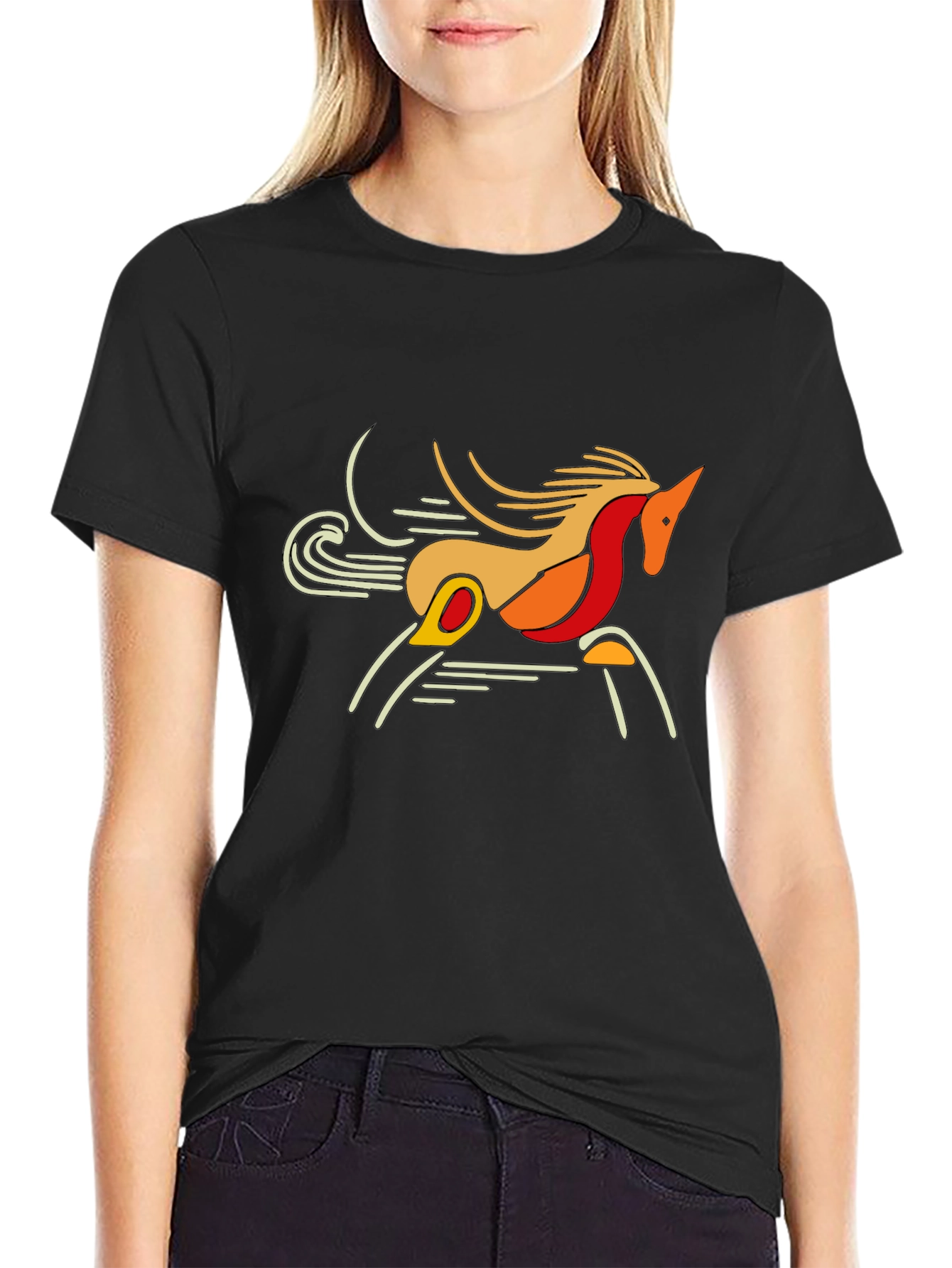Abstract Horse Graphic T-Shirt