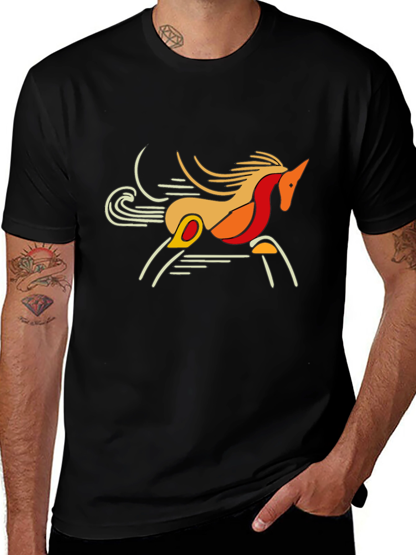Abstract Horse Graphic T-Shirt