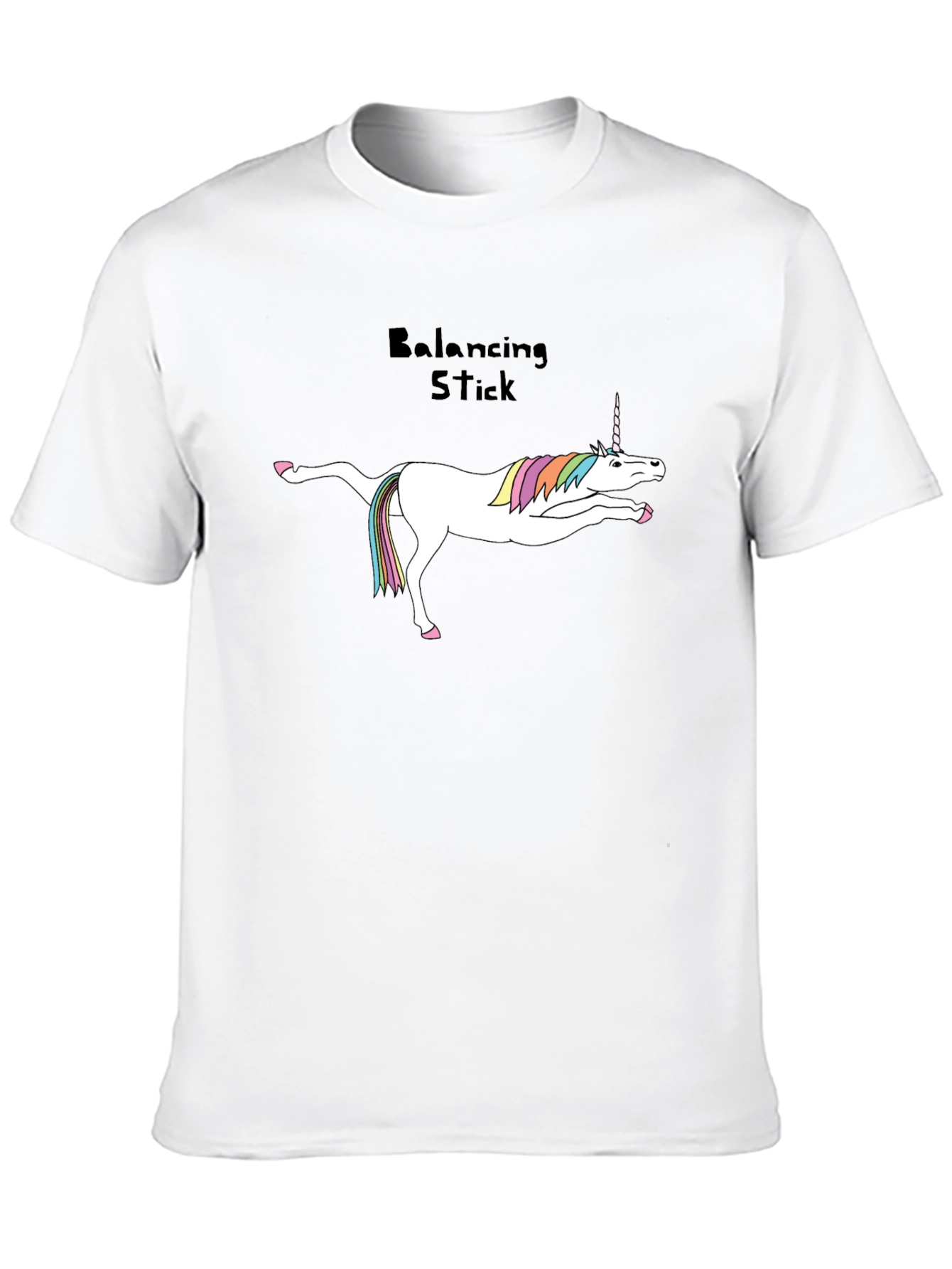 Unicorn Balancing Stick Black T-Shirt