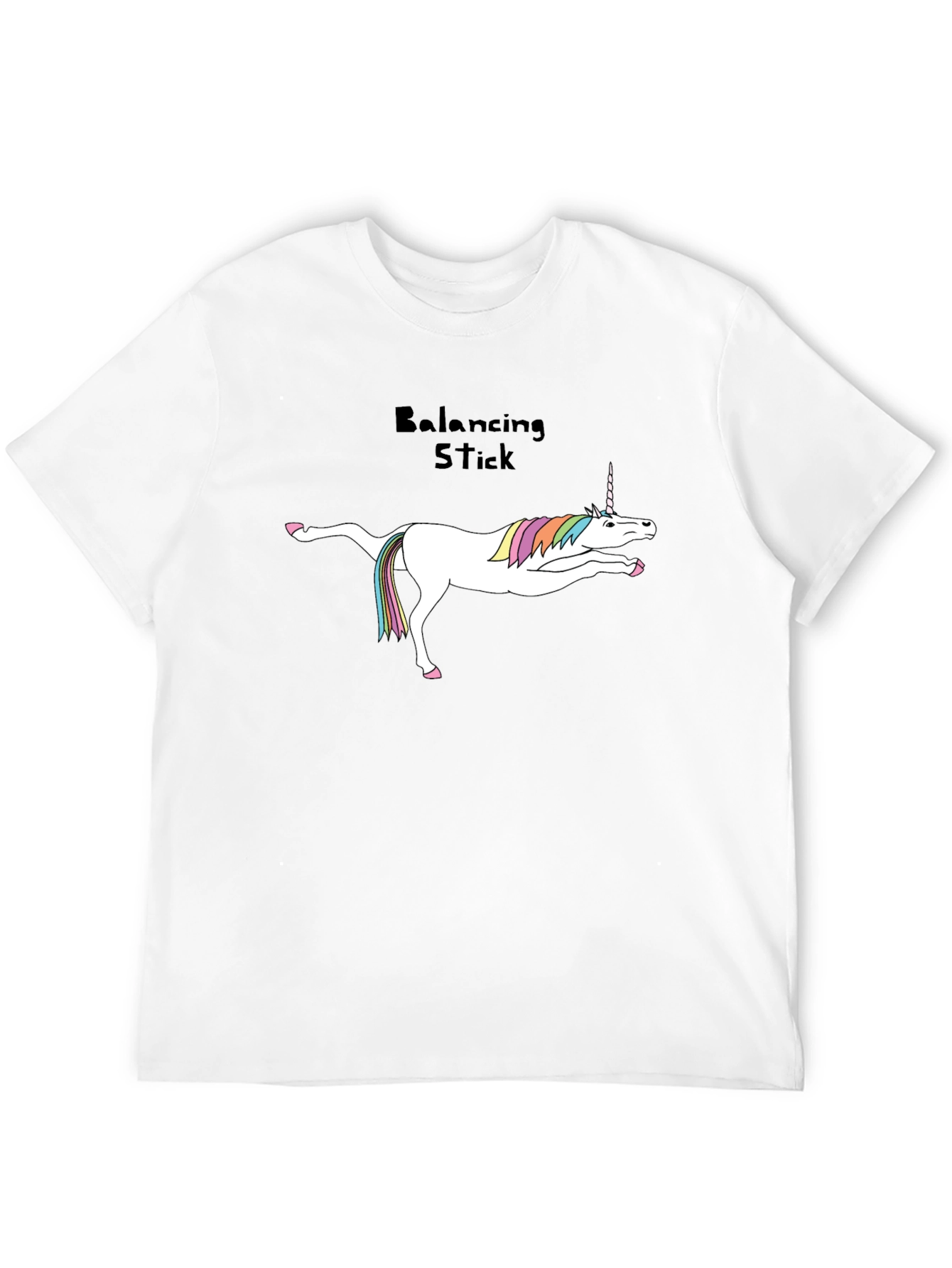 Unicorn Balancing Stick Black T-Shirt