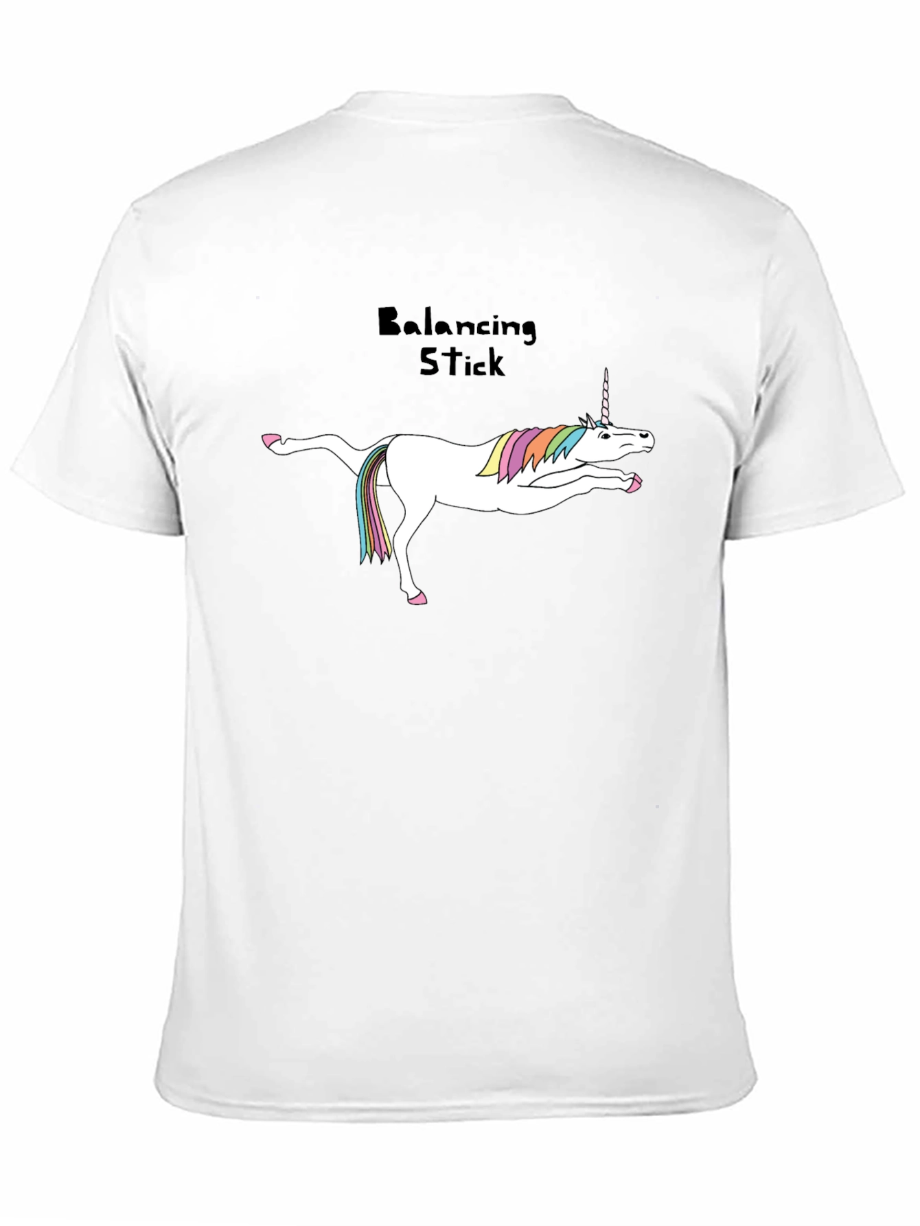 Unicorn Balancing Stick Black T-Shirt