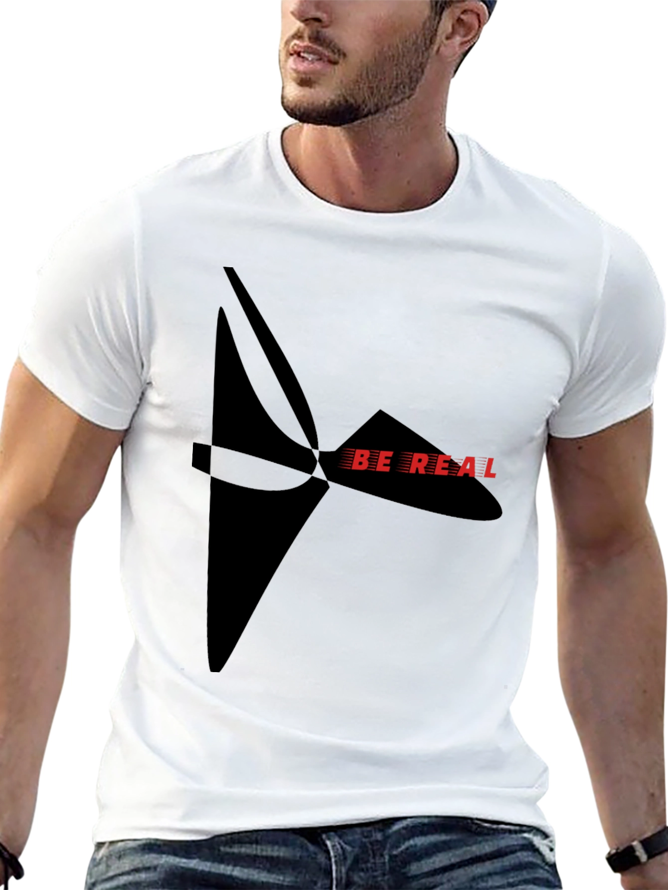 Be Real Graphic Print Black Tee