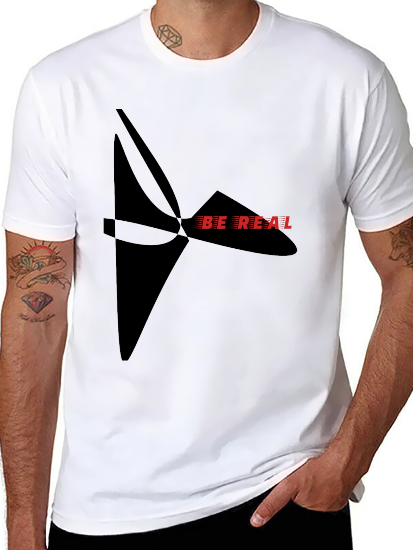 Be Real Graphic Print Black Tee
