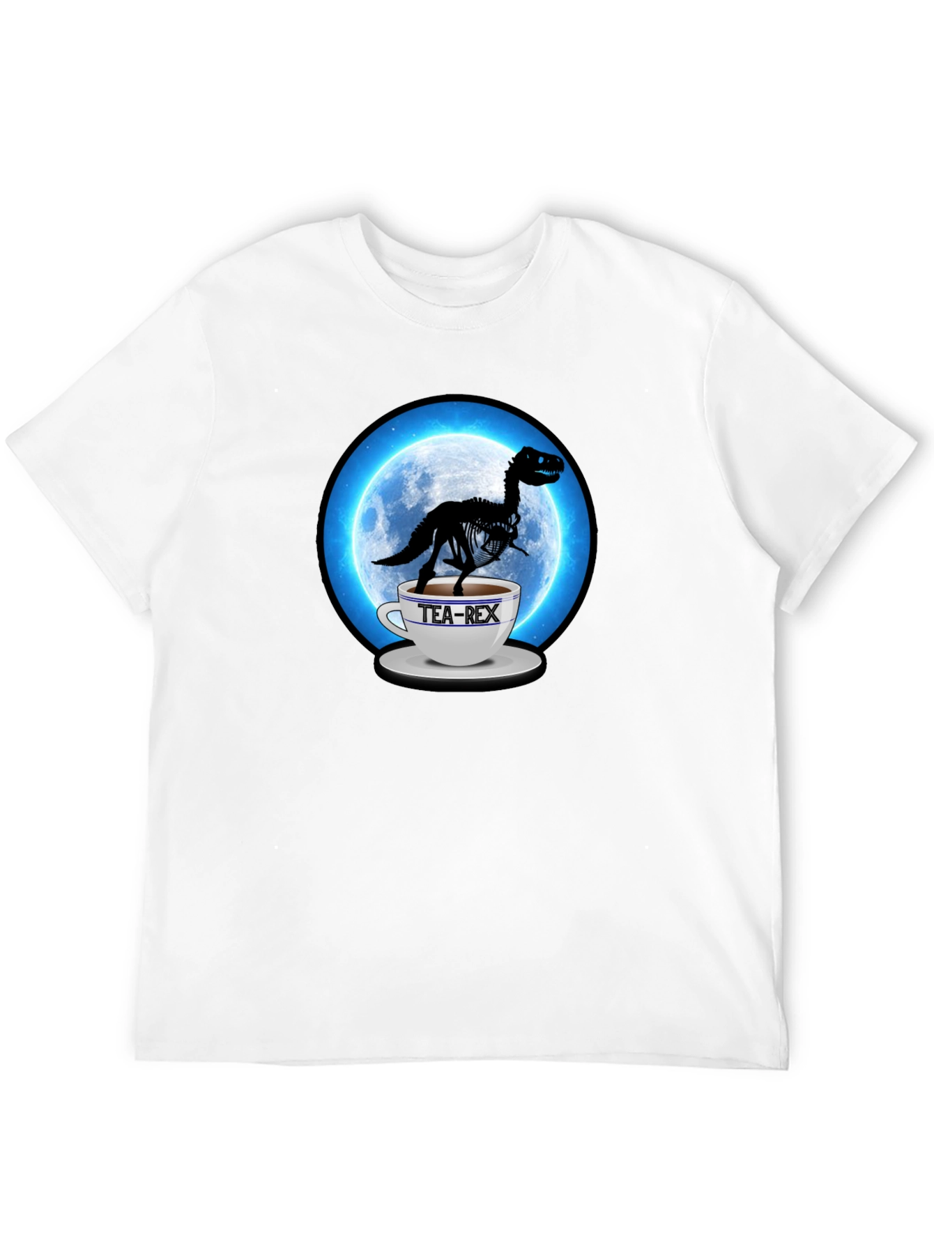 Tea-Rex Black T-Shirt - Dinosaur in a Teacup