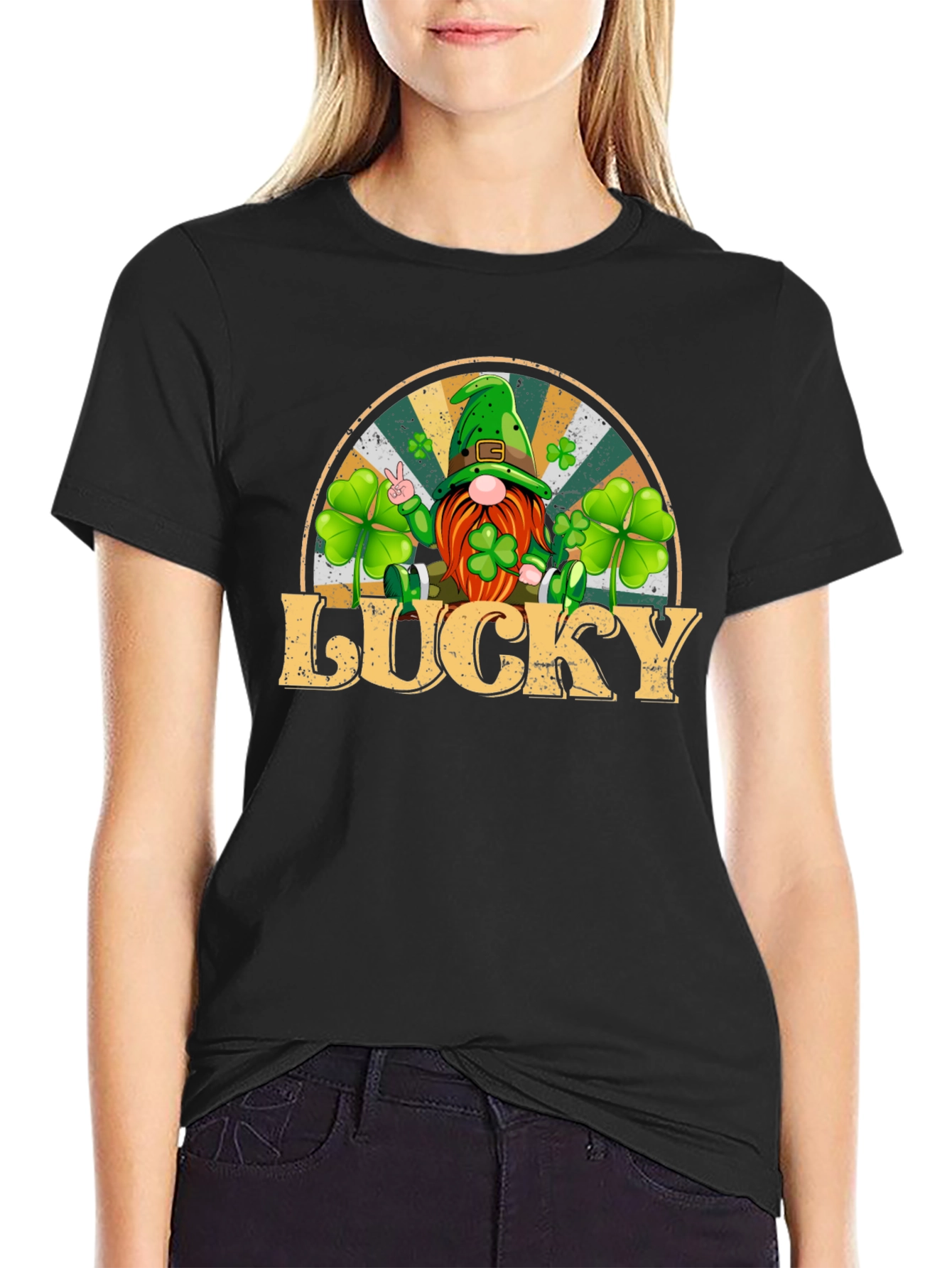 Lucky St. Patricks Day Gnome Graphic Tee